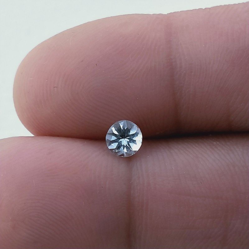 Gemma Sciolta di Acquamarina Naturale, Taglio Tondo Sfaccettato a Mano, 4x2 mm, 0,30 ct