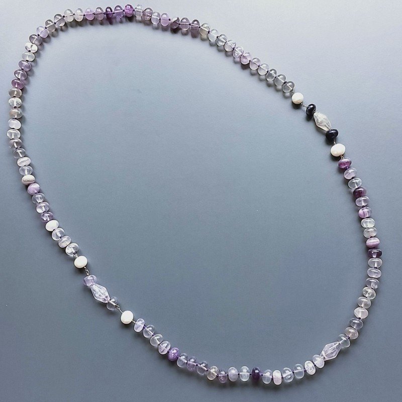 Collana florite rondelle liscia 10 mm con perle di fiume acqua dolce annodato