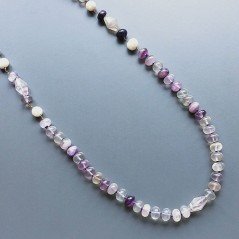 Collana florite rondelle liscia 10 mm con perle di fiume acqua dolce annodato