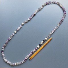 Collana florite rondelle liscia 10 mm con perle di fiume acqua dolce annodato