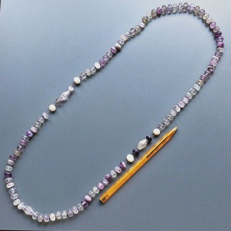 Collana florite rondelle liscia 10 mm con perle di fiume acqua dolce annodato