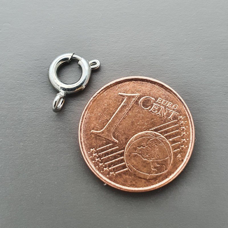 Chiusura In Ottone Moschettone Anello A Molla Tondo 06mm-Rodiato 10pz
