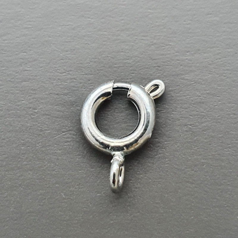 Chiusura In Ottone Moschettone Anello A Molla Tondo 06mm-Rodiato 10pz