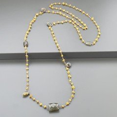 Collana A Nodo Orafo Rosato Con Agata Gialla E Labradorite Collana A Nodo Orafo Rosato Con Agata Gialla E Labradorite