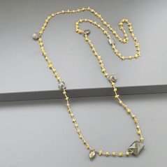 Collana A Nodo Orafo Rosato Con Agata Gialla E Labradorite Collana A Nodo Orafo Rosato Con Agata Gialla E Labradorite