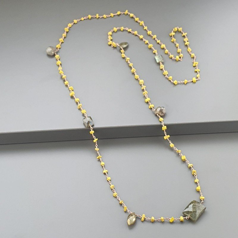 Collana A Nodo Orafo Rosato Con Agata Gialla E Labradorite Collana A Nodo Orafo Rosato Con Agata Gialla E Labradorite