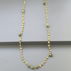 Collana A Nodo Orafo Rosato Con Agata Gialla E Peridoto