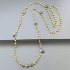 Collana A Nodo Orafo Rosato Con Agata Gialla E Peridoto