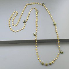 Collana A Nodo Orafo Rosato Con Agata Gialla E Peridoto
