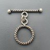 Chiusura A T-Bar In Ottone Lavorato Ethnico Ossidato 14mm-Argentato 1pz