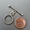 Chiusura A T-Bar In Ottone Lavorato Ethnico Ossidato 14mm-Argentato 1pz