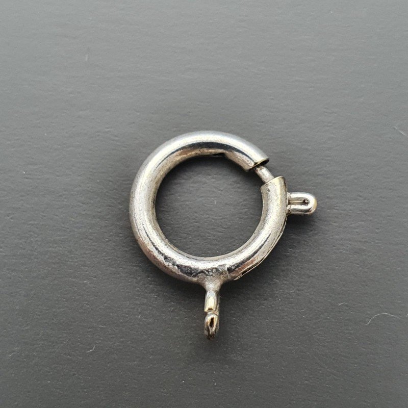 Chiusura In Ottone Moschettone Anello A Molla Tondo 12mm-Argentato 8pz