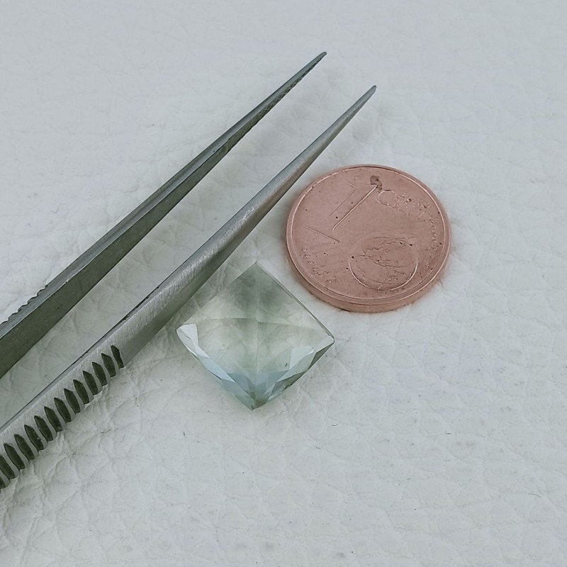 Ametista Verde Prasiolite Taglio Quadrata Sfaccettata Fatto a Mano Gemma Sciolte 11X10X7mm 6,45 Carati 1pz