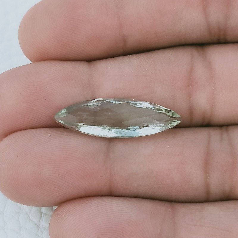 Ametista Verde Prasiolite Taglio Marquise Sfaccettata Fatto a Mano Gemma Sciolte 26X8X6mm 7,65 Carati 1pz