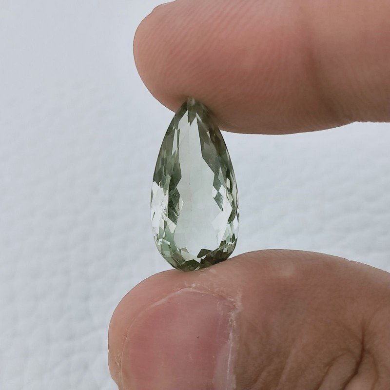 Ametista Verde Prasiolite Taglio Goccia Sfaccettata Fatto a Mano Gemma Sciolte 25X14X10mm 8,50 Carati 1pz