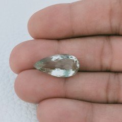 Ametista Verde Prasiolite Taglio Goccia Sfaccettata Fatto a Mano Gemma Sciolte 21X10X8mm 9,75 Carati 1pz
