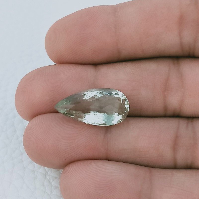 Ametista Verde Prasiolite Taglio Goccia Sfaccettata Fatto a Mano Gemma Sciolte 21X10X8mm 9,75 Carati 1pz