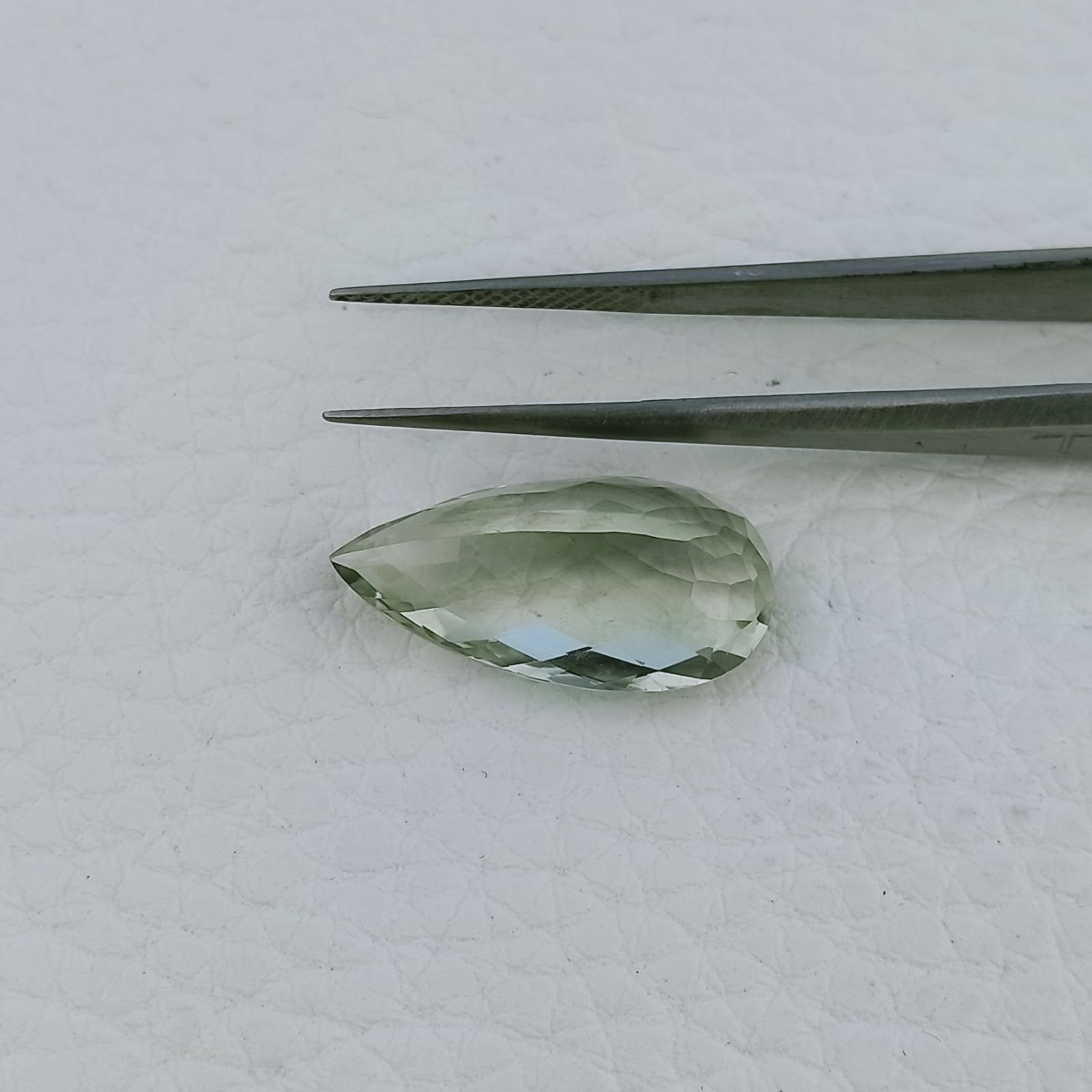 Ametista Verde Prasiolite Taglio Goccia Sfaccettata Fatto a Mano Gemma Sciolte 21X10X8mm 9,75 Carati 1pz
