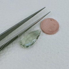Ametista Verde Prasiolite Taglio Goccia Sfaccettata Fatto a Mano Gemma Sciolte 21X10X8mm 9,75 Carati 1pz