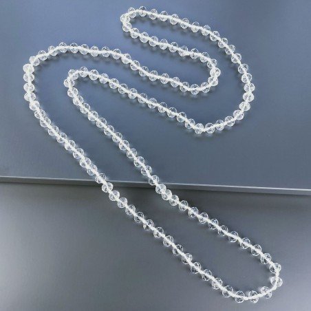 Collana cristallo trasparente rondelle sfac 10 mm annodato 125 cm