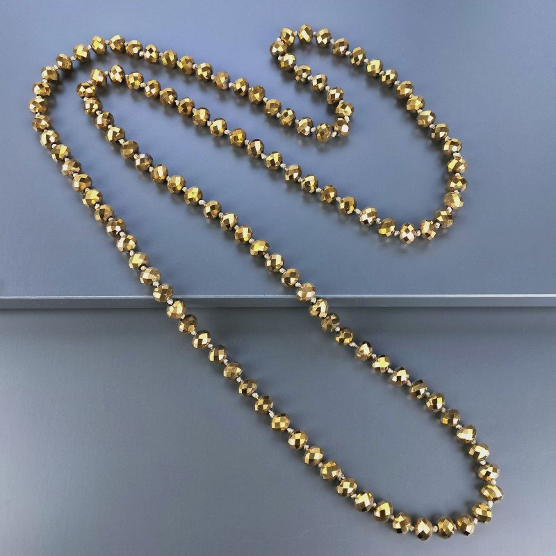 Collana cristallo dorato rondelle sfac 10 mm annodato 125 cm