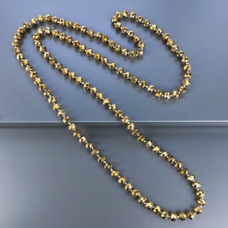 Collana cristallo dorato rondelle sfac 10 mm annodato 125 cm