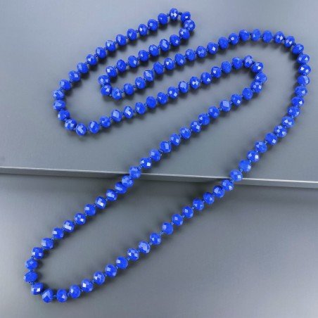 Collana cristallo blu rondelle sfac 10 mm annodato 125 cm