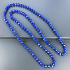 Collana cristallo blu rondelle sfac 10 mm annodato 125 cm