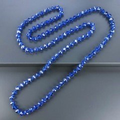 Collana cristallo blu chiaro trasparente rondelle sfac 10 mm annodato 125 cm