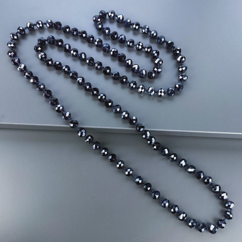 Collana cristallo viola rondelle sfac 10 mm annodato 125 cm