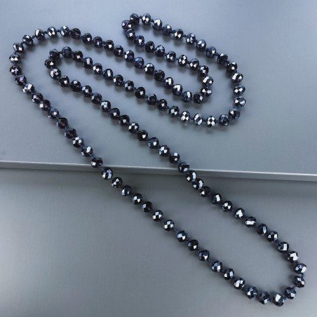Collana cristallo viola rondelle sfac 10 mm annodato 125 cm