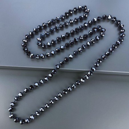 Collana cristallo viola rondelle sfac 10 mm annodato 125 cm