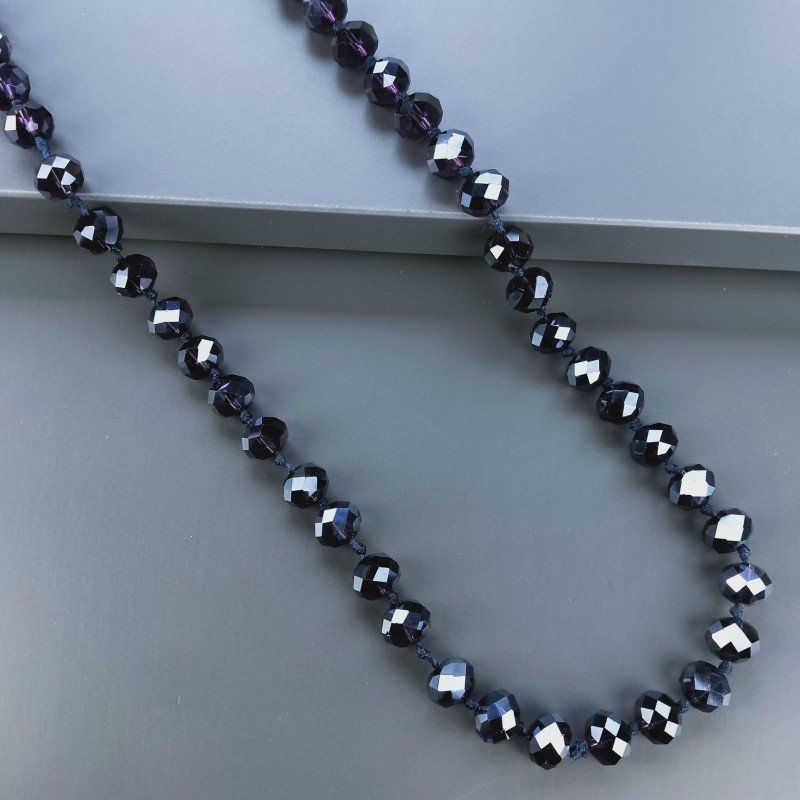Collana cristallo viola rondelle sfac 10 mm annodato 125 cm