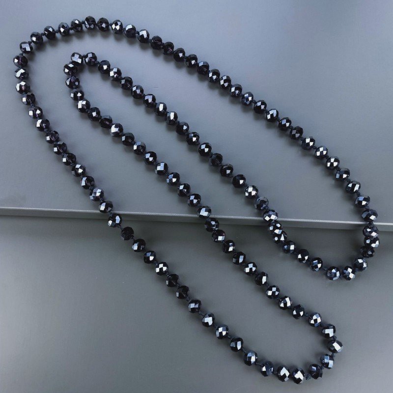 Collana cristallo viola rondelle sfac 10 mm annodato 125 cm