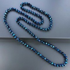 Collana cristallo blu mealizzato rondelle sfac 10 mm annodato 125 cm