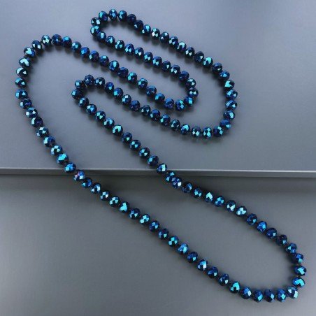 Collana cristallo blu mealizzato rondelle sfac 10 mm annodato 125 cm