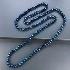 Collana cristallo blu mealizzato rondelle sfac 10 mm annodato 125 cm