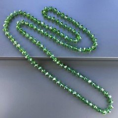 Collana cristallo verde trasparente rondelle sfac 10 mm annodato 125 cm