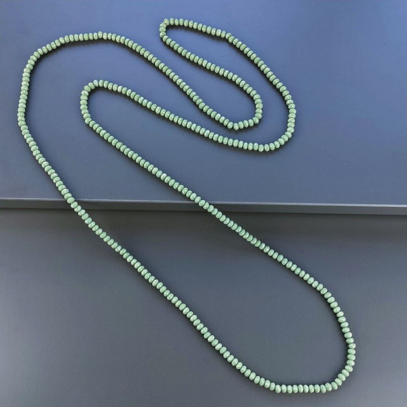 Collana cristallo verde oliva opaco 4mm rondelle sfac infilato in elastico 10 mm