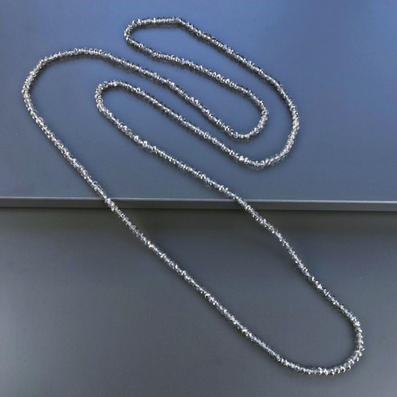 Collana cristallo fumé 4mm rondelle sfac infilato in elastico 110 cm