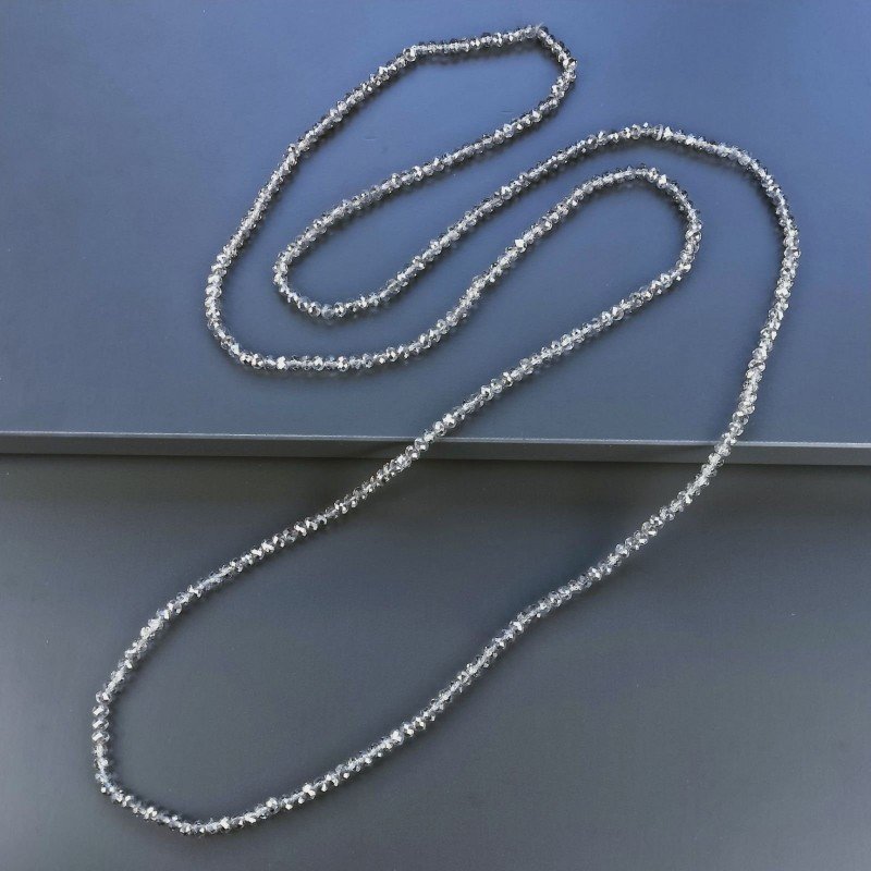 Collana cristallo fumé 4mm rondelle sfac infilato in elastico 110 cm