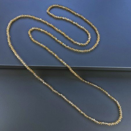 Collana cristallo citrino 4mm rondelle sfac infilato in elastico 110 cm