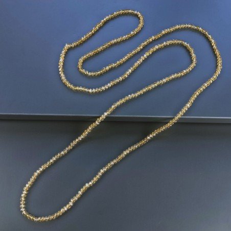 Collana cristallo citrino 4mm rondelle sfac infilato in elastico 110 cm