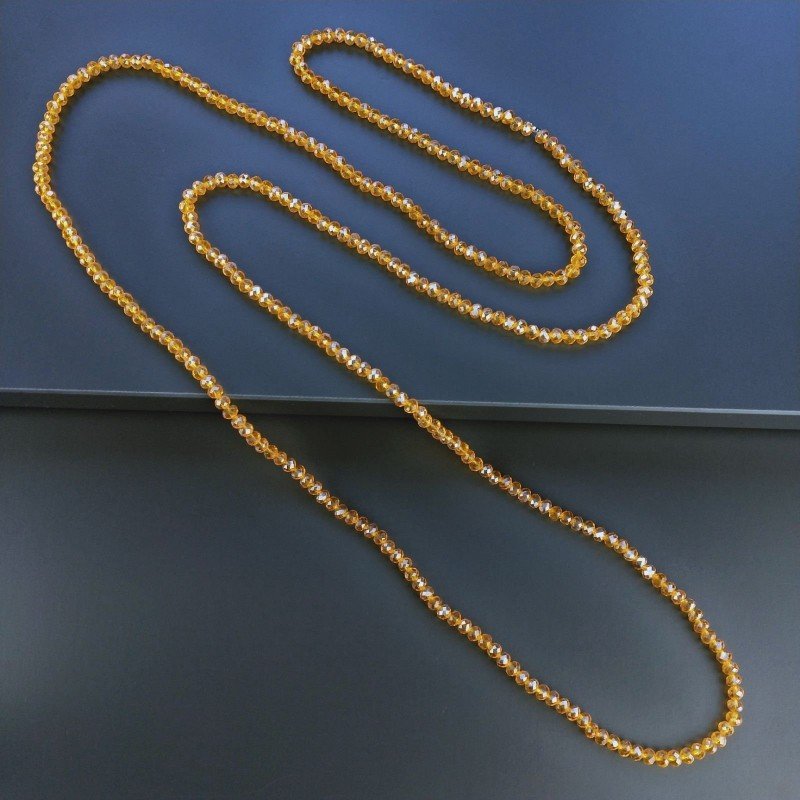 Collana cristallo giallo canarino 4mm rondelle sfac infilato in elastico 110 cm