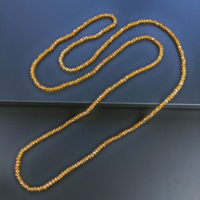 Collana cristallo giallo canarino 4mm rondelle sfac infilato in elastico 110 cm