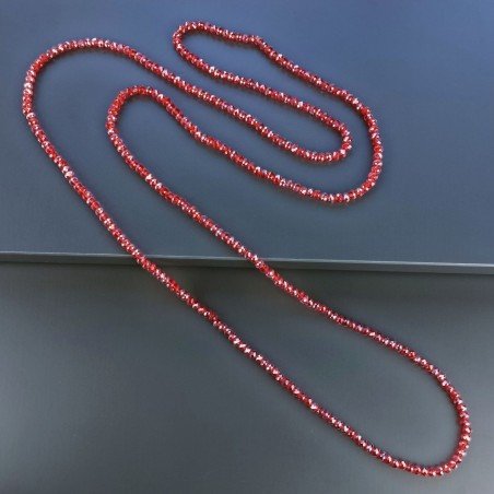 Collana cristallo rosso trasparente 4mm rondelle sfac infilato in elastico 110 cm