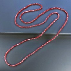 Collana cristallo rosso trasparente 4mm rondelle sfac infilato in elastico 110 cm