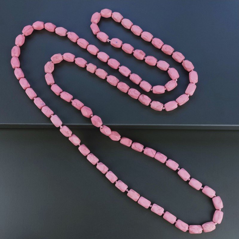 Collana Annodato di Aulite Rosa Forma Rettangolare Fantasia Liscio Foro Passante