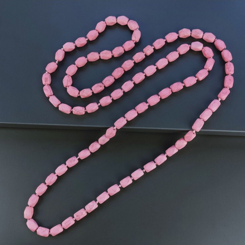Collana Annodato di Aulite Rosa Forma Rettangolare Fantasia Liscio Foro Passante