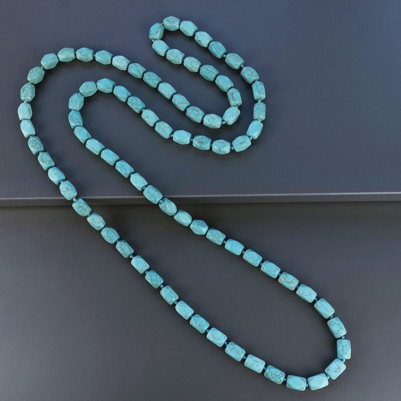Collana Annodato di Pasta di Turchese Forma Rettangolare Liscio Fantasia Foro Passante